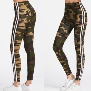 camo print side stripe leggings